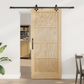 vidaXL Συρόμενη Πόρτα με Σετ Εξαρτημάτων 86x198.5 εκ. Μασίφ Ξύλο Πεύκου