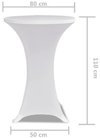 vidaXL Κάλυμμα Τραπεζιού Stretch 2 τεμ. Λευκό Ø 80 εκ.