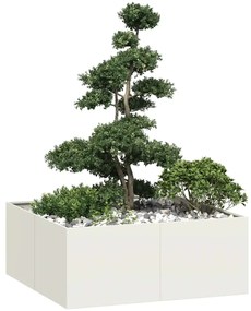 vidaXL Ζαρντινιέρα Λευκή 100x100x40 εκ. από Χάλυβα