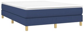 vidaXL Κρεβάτι Boxspring με Στρώμα Μπλε 140x190 εκ. Υφασμάτινο