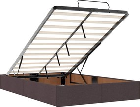 vidaXL Κρεβάτι Ottoman με Στρώμα και LED Σκούρο Καφέ 120 x 200 cm
