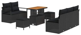 vidaXL Σετ Καναπέ Κήπου με μαξιλάρι 8 pcs Μαύρο 90 x 55 x 71 cm
