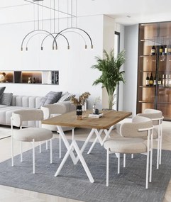 Stewehome Μοντέρνο Σετ Τραπεζαρίας με 4 Καρέκλες Μπεζ Ύφασμα Δρυς 120x80x70 cm