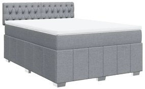 vidaXL Κρεβάτι Boxspring με Στρώμα Ανοιχτό Γκρι 140x200 εκ. Υφασμάτινο