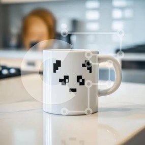 Intra Συλλεκτικό Ξύλινο Παζλ Plywood 4mm - Κούπα Panda Pixelated σε μαρμάρινο πάγκο Σε Ξύλινο Κουτί - Διαστάσεις: 10x10 cm – 25 κομμάτια