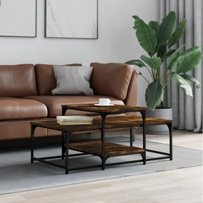 vidaXL Τραπεζάκι Σαλονιού Καπνιστή Δρυς 102x60x45 εκ. Επεξεργ. Ξύλο