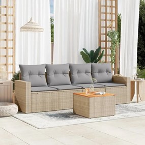 vidaXL Patio Sofa Set 4-θέσια Μίξη μπεζ και ανοιχτό γκρι