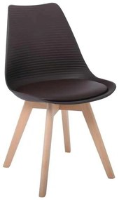 Καρέκλα MARTIN STRIPE Ξύλινο πόδι / PP Καφέ 49x56x82cm (Σετ 4 ΤΕΜ)