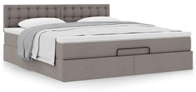 vidaXL Οθωμανικό κρεβάτι με στρώμα Taupe 180x200cm ύφασμα