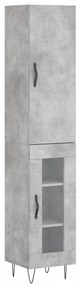 vidaXL Ντουλάπι Γκρι Σκυροδέματος 34,5x34x180 εκ. Επεξεργασμένο Ξύλο