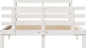 vidaXL Πλαίσιο Κρεβατιού Κεφαλάρι Λευκό 150x200εκ Μασίφ Πεύκο