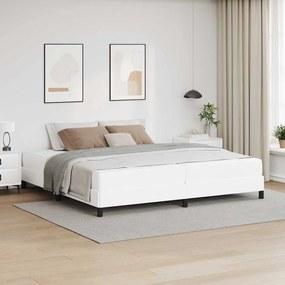 vidaXL Κρεβάτι με στρώμα Καθαρό Λευκό 200 x 200 cm Τεχνητό δέρμα