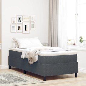 vidaXL Κρεβάτι Box Spring Σκούρο Γκρι Μονό Κορντούρα