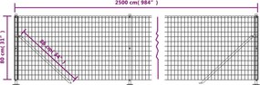 vidaXL Συρματόπλεγμα Περίφραξης Πράσινο 0,8 x 25 μ. με Βάσεις Φλάντζα