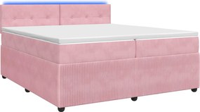 vidaXL Κρεβάτι box spring με στρώμα Ροζ 200 x 200 cm Βελούδο