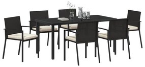 vidaXL 7 Τεμαχίων Σετ Υπαίθριας Τραπεζαρίας Μαύρο Πολυ Ρατάν