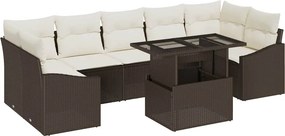 vidaXL Σετ Καναπέ Κήπου με αποθήκευση 8 pcs Καφέ Πολυ ράταν