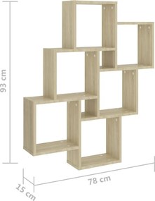 vidaXL Ράφι Κύβος Τοίχου Sonoma Δρυς 78 x 15 x 93 εκ. από Επεξ. Ξύλο