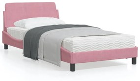 Πλαίσιο Κρεβατιού με Κεφαλάρι Ροζ 100x200 εκ. Βελούδινο