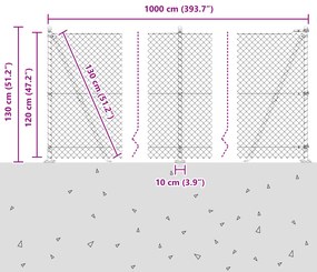 vidaXL Φράχτης Ράβδου με 7 Στηρίγματα Φλάντζας 1.2x10 μ Γαλβανισμένος Χάλυβας