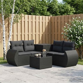 vidaXL Σετ Καναπέ 6 τμχ. Μαύρο 55 x 55 x 37 εκ Πολυ-ρακί και Χάλυβας