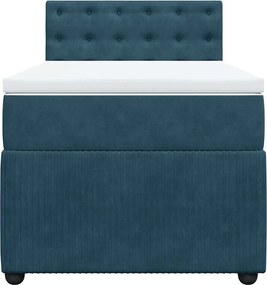 vidaXL Κρεβάτι Boxspring με Στρώμα Μπλε 80 x 200 εκ. Βελούδινο