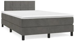 vidaXL Κρεβάτι Boxspring με Στρώμα Σκούρο Γκρι 120x190 εκ. Βελούδινο