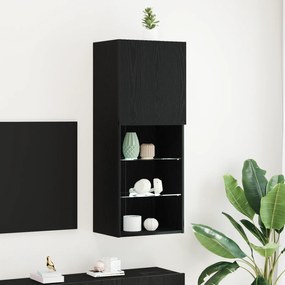 vidaXL Ντουλάπι τηλεόρασης με LED Φώτα Μαύρη Δρυς 40,5x30x102 εκ