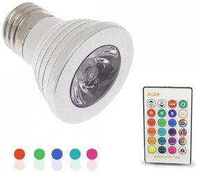 LED Λάμπα E27 5W 220V 450LM RGBW με Ασύρματο Χειριστήριο RZ-0064