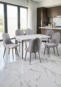 Stewehome Ορχιδέα σετ 6 ατόμων μάρμαρο λευκό ασημί -Λευκό/Γκρι 44x45x105 cm