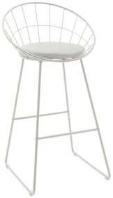 Σκαμπό μπαρ Seth pakoworld μέταλλο λευκό-μαξιλάρι PVC λευκό