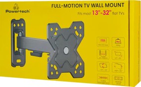 POWERTECH επιτοίχια βάση τηλεόρασης PT-1277, 13-32", έως 20kg, full motion