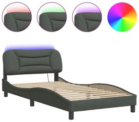 Πλαίσιο Κρεβατιού με LED Σκούρο Γκρι 100x200 εκ. Υφασμάτινο - Γκρι