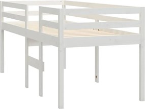 vidaXL Κρεβάτι Υπερυψωμένο Λευκό 75x190 εκ. από Μασίφ Ξύλο Πεύκου