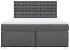 vidaXL Κρεβάτι Boxspring με Στρώμα Σκούρο Γκρι 180x200 εκ Υφασμάτιν