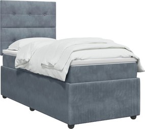vidaXL Κρεβάτι box spring με στρώμα Σκούρο Γκρι 100 x 200 cm Βελούδο