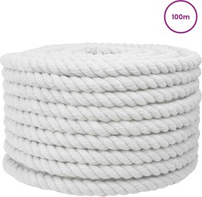 vidaXL Κωτόσχοινo 16 mm 100 m Λευκό 100% Βαμβάκι