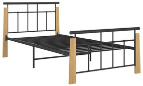 vidaXL Πλαίσιο Κρεβατιού 90 x 200 εκ. Μέταλλο &amp; Μασίφ Ξύλο Δρυός