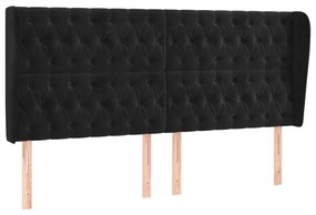 Κεφαλάρι με Πτερύγια Μαύρο 203x23x118/128 εκ. Βελούδινο - Μαύρο