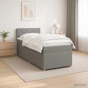 vidaXL Κρεβάτι box spring με στρώμα Ανοιχτό γκρι 100 x 200 cm Ύφασμα