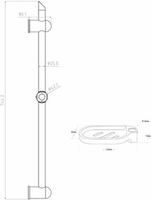 Μπάρα ντους Rousseau 60 cm
