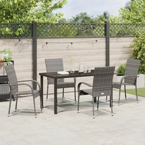vidaXL Σετ Εξωτερικού Χώρου 5 Τεμαχίων - Γκρι Πολυ Rattan
