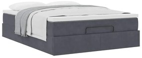 Οθωμανικό κρεβάτι με στρώμα σκούρο γκρι 140x190cm Βελούδο 3311184