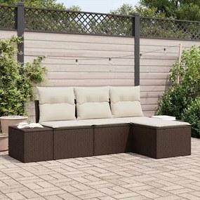 vidaXL Σετ Καναπέ Κήπου 4 pcs Καφέ Πολυ ράταν