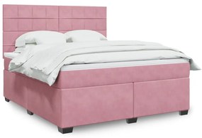 vidaXL Κρεβάτι Boxspring με Στρώμα Ροζ 180x200 εκ. Βελούδινο