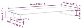 Βάση Οθόνης Λευκή 80 x 35 x 8 εκ. από Ψημένο Γυαλί και Μέταλλο - Λευκό