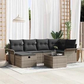 vidaXL Σετ Καναπέ Κήπου 7 pcs Γκρι 242.5 x 132.5 x 85 εκ. Πολυ ράταν