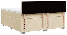 vidaXL Κρεβάτι Boxspring με Στρώμα Κρεμ 200x200 εκ. Υφασμάτινο