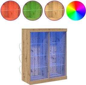 vidaXL Πλευρικό Τραπέζι LED Artisan Δρυς 81 x 37 x 100 εκ.