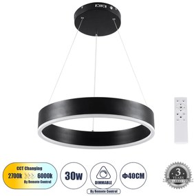 VENOM 61173 Κρεμαστό Φωτιστικό Δαχτυλίδι-Κύκλος LED CCT 30W 3513lm 120° AC 220-240V